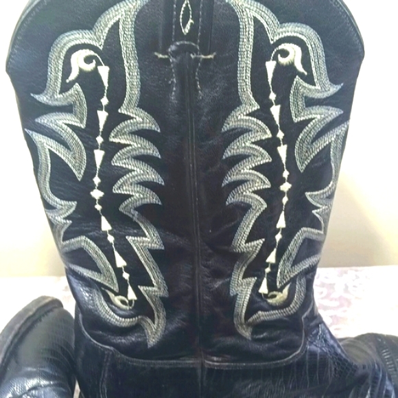 Tony Lama Boots Mens #CZ810 Lizard Pretty Cowboy Black Leather Sz 12EE - Picture 17 of 17